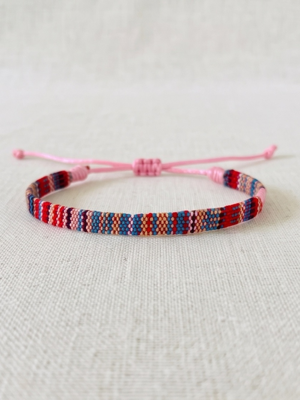 New Adjustable Pink Multicolor Woven Friendship Bracelet